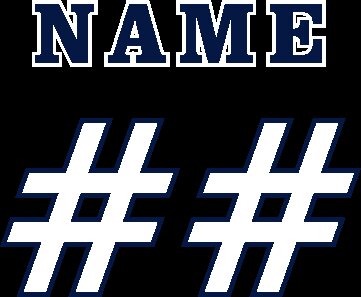 Name/Number (2 Color) Navy/White