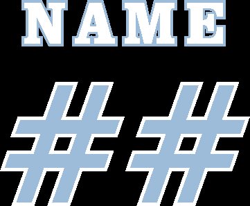 Name/Number (2 Color) ColumbiaBlue/White