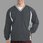 Tipped V Neck Raglan Wind Shirt