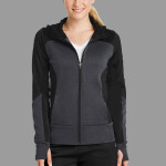 Ladies Tech Fleece Colorblock Full Zip Hooded Jacket