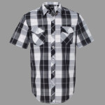 Men's Short-Sleeve Plaid Pattern Woven Shirt