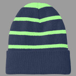 Striped Beanie with Solid Band