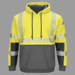 Hi-Visibility Color-Blocked Pullover Hooded Fleece Sweatshirt