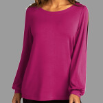 Ladies Luxe Knit Jewel Neck Top