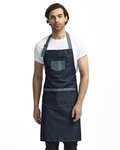 Domain Contrast Denim Bib Apron with Pocket