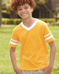 Youth V-Neck Jersey with Striped Sleeves