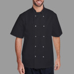 Unisex Ten Studded Front Short Sleeve Chef Coat