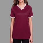 Women's CrownLux Performance® Plaited Tipped V-Neck Shirt