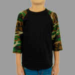Youth Three-Quarter Sleeve Camo Raglan T-Shirt