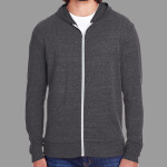 Unisex Triblend Full-Zip Lightweight Hooded Sweatshirt
