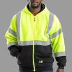 Men's Hi-Vis Class 3 Color Block Full-Zip Hooded Sweatshirt
