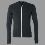 Unisex Triblend Lightweight Full-Zip Hooded Long Sleeve Tee