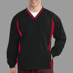 Tipped V Neck Raglan Wind Shirt