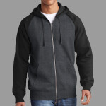 Raglan Colorblock Full Zip Hooded Fleece Jacket