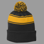 Stripe Pom Pom Beanie