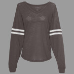 Women’s Slub Jersey Varsitee V-Neck Long Sleeve T-Shirt