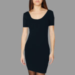 rsa8340 Cotton Spandex Jersey Double-U Neck Mini Dress