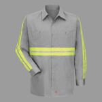 Men's Tall Enhanced Visibility Long Sleeve Cotton Work Shirt