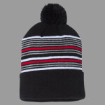 12" Striped Pom-Pom Cuffed Beanie