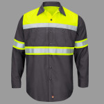 Men's Hi-Visibility Colorblock Ripstop Long Sleeve Work Shirt