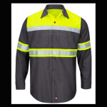 Men's Tall Hi-Visibility Colorblock Ripstop Long Sleeve Work Shirt