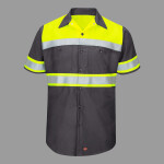 Men's Hi-Visibility Colorblock Ripstop Short Sleeve Work Shirt