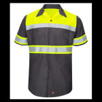Men's Tall Hi-Visibility Colorblock Ripstop Short Sleeve Work Shirt