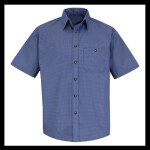 Men's Tall Mini-Plaid Uniform Short Sleeve Shirt