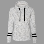 Women’s Mélange Fleece Striped-Sleeve Hooded Sweatshirt
