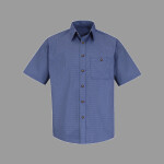 Men's Mini-Plaid Uniform Short Sleeve Shirt