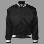 Unisex Satin Baseball Jacket Striped Trim