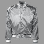 Satin Baseball Jacket/Striped Trim